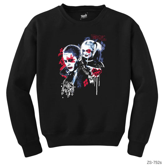 Suicide Joker and Harley Graffiti Siyah Sweatshirt