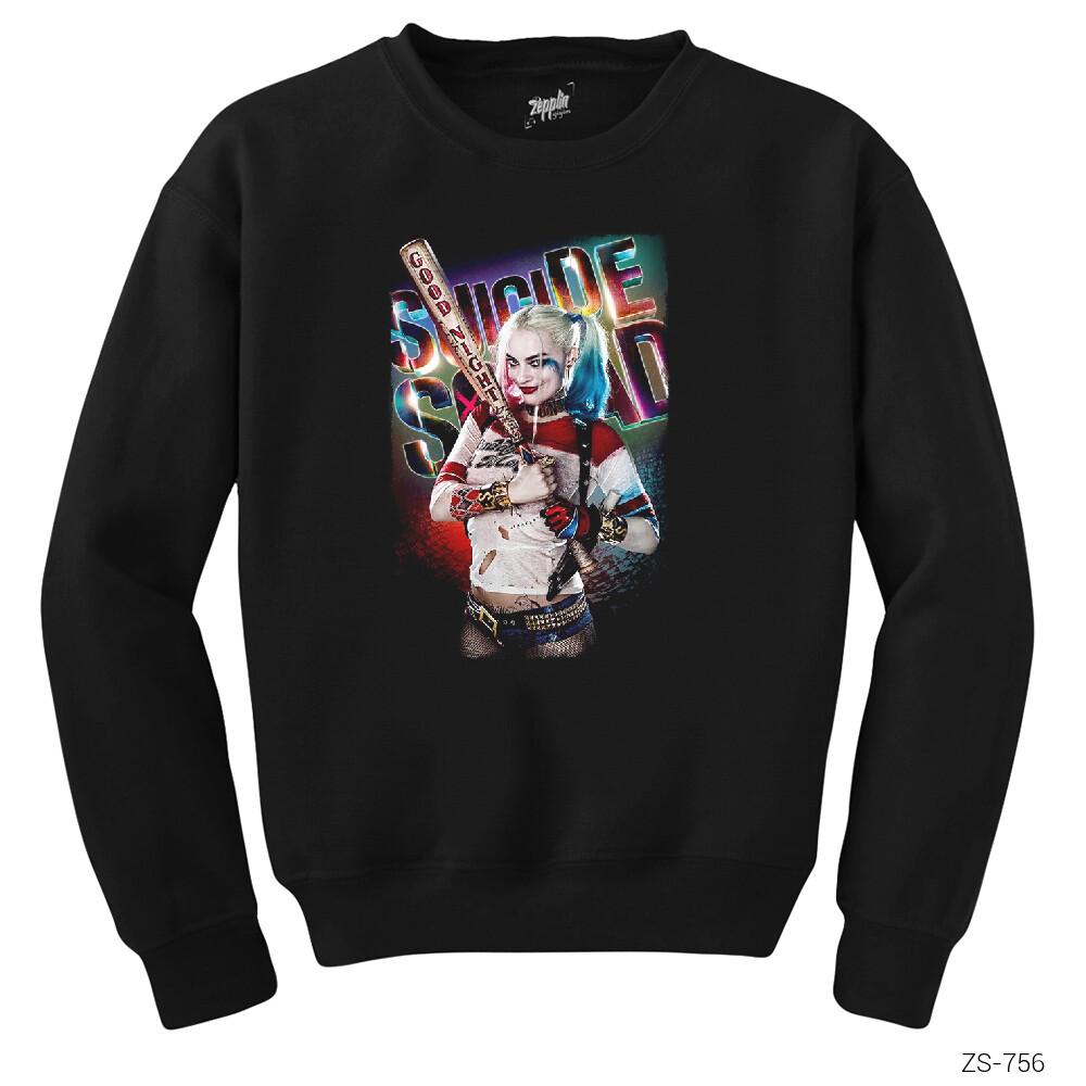 Suicide Squad Harley Quinn Good Night Siyah Sweatshirt