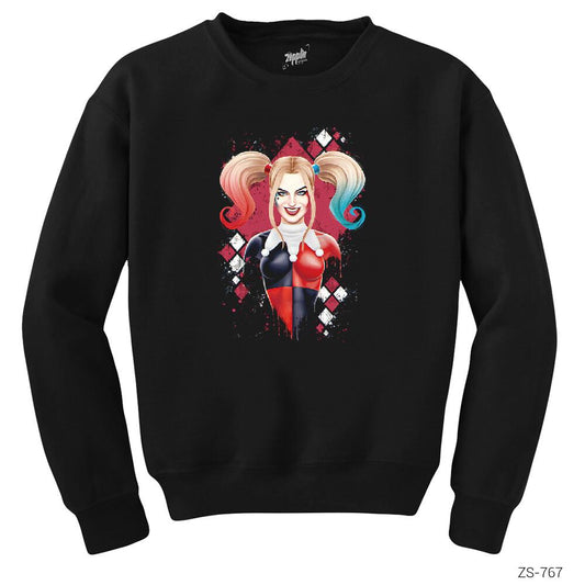 Suicide Squad Harley Quinn Cartoon Siyah Sweatshirt