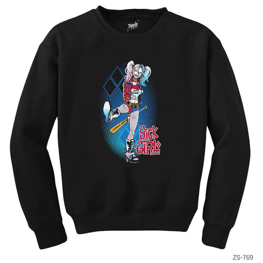 Suicide Squad Harley Quinn Sick Girl Siyah Sweatshirt