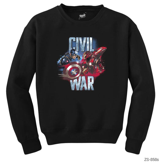 Civil War Captain America Iron Man Siyah Sweatshirt