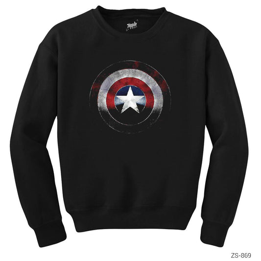 İndirimli Captain America Shield Siyah Sweatshirt