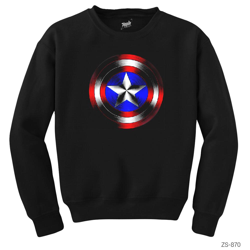 Captain America Shield 2 Siyah Sweatshirt