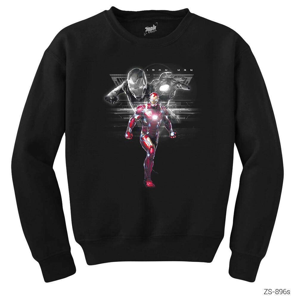 Iron Man Digital Siyah Sweatshirt