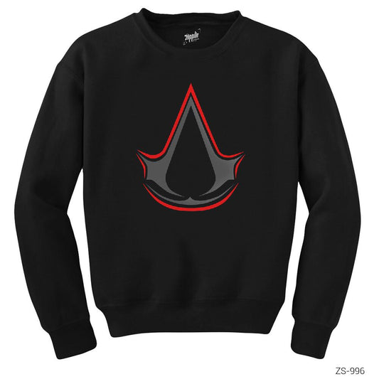 Assassins Creed Logo Redline Siyah Sweatshirt