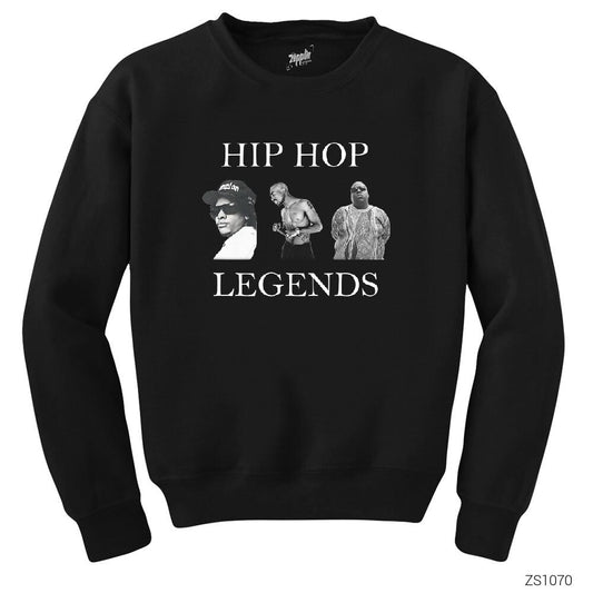 Hip Hop Legends Tupac Shakur Biggie Eazy Siyah Sweatshirt