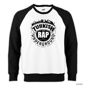 Türkçe Rap Reglan Kol Beyaz Sweatshirt