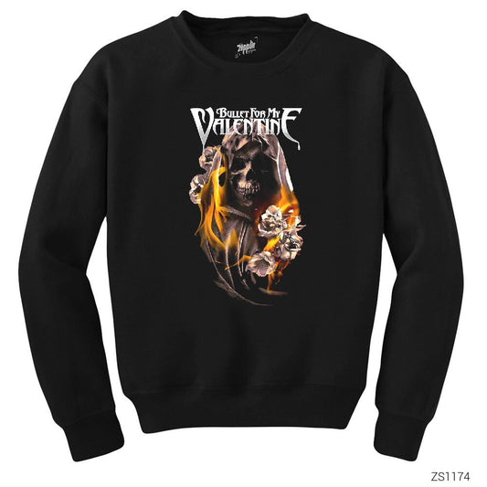 Bullet For My Valentine Fire Skull Siyah Sweatshirt