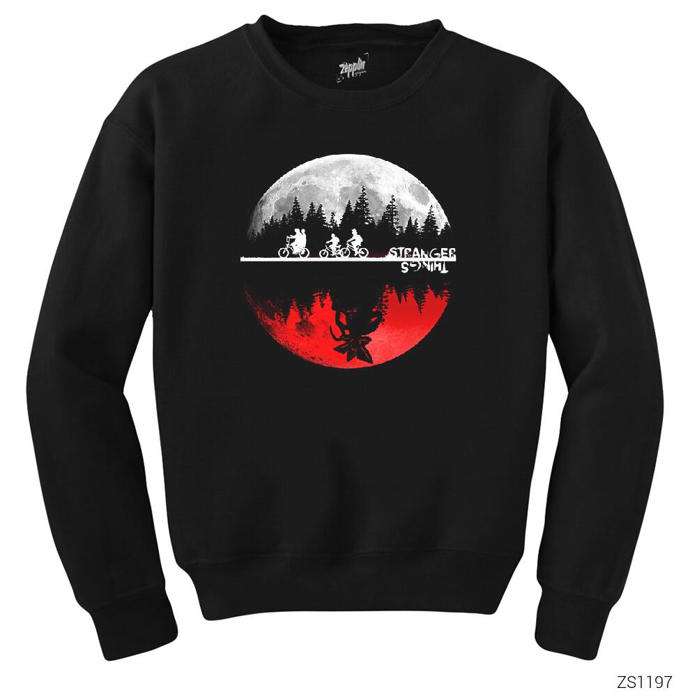 Stranger Things Moon Siyah Sweatshirt