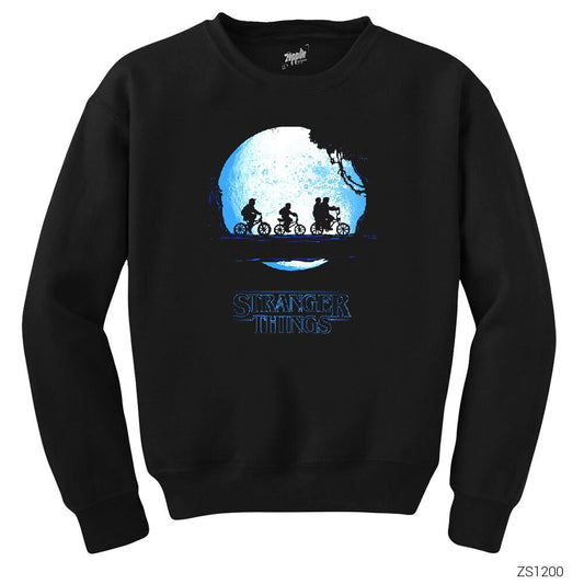 Stranger Things Blue Moon Siyah Sweatshirt
