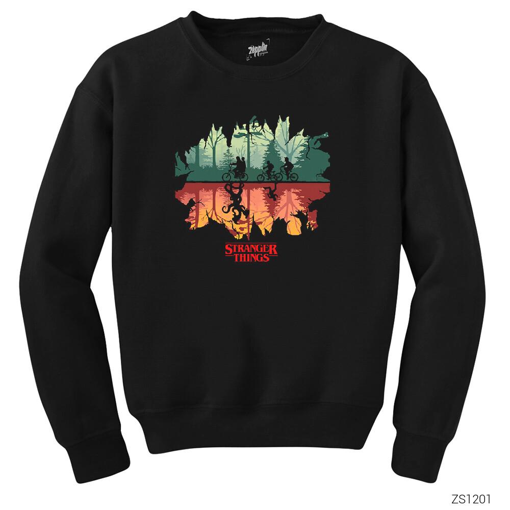 Stranger Things on Forest Siyah Sweatshirt