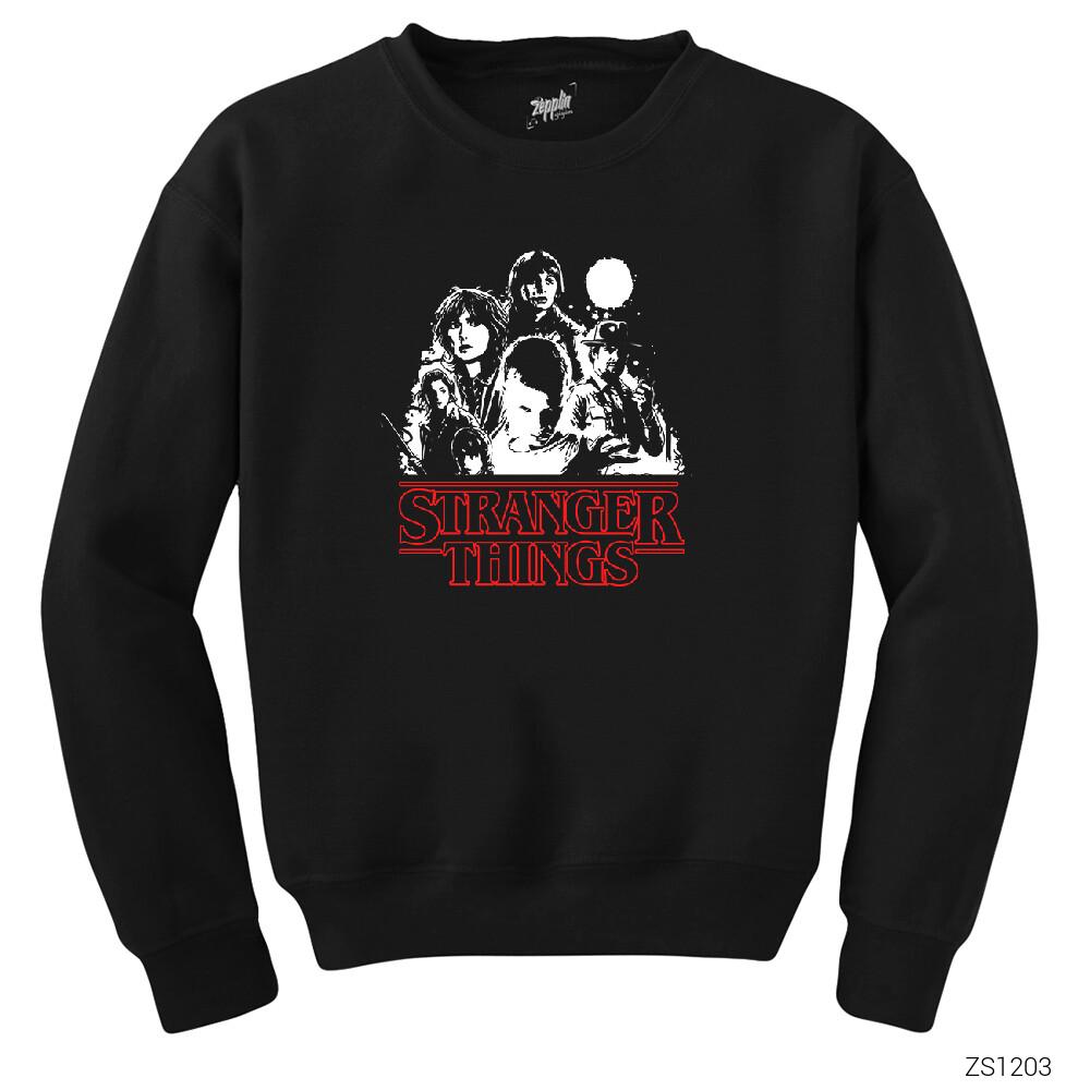 Stranger Things Casts Siyah Sweatshirt