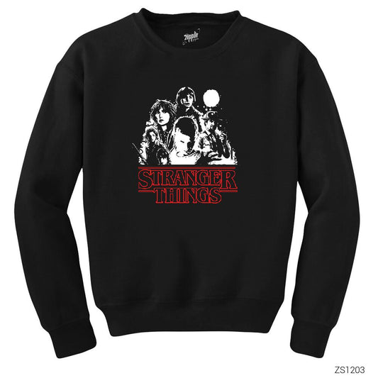 Stranger Things Casts Siyah Sweatshirt