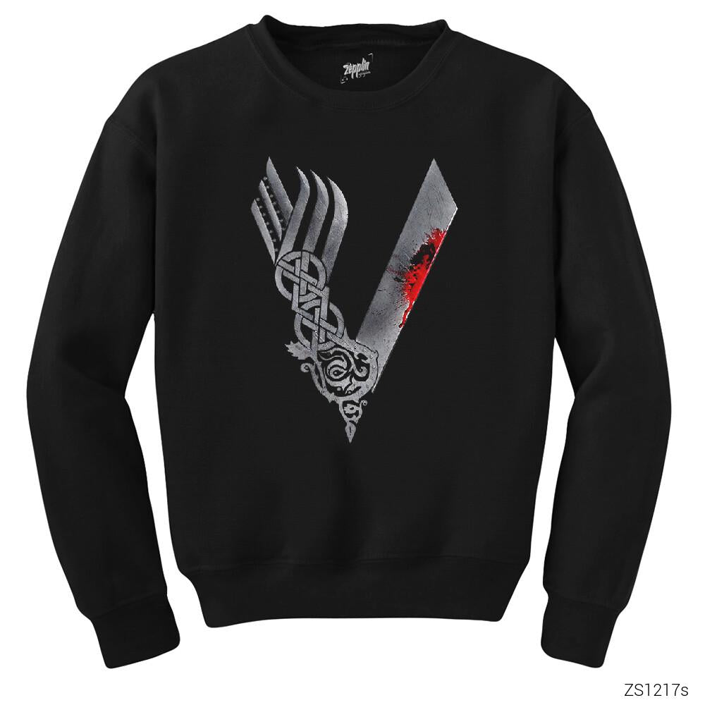 Vikings Blood Logo Siyah Sweatshirt