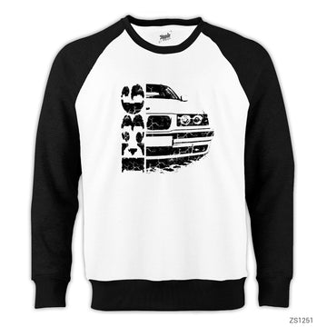 BMW E36 Splash Reglan Kol Beyaz Sweatshirt