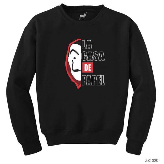 La Casa De Papel Half Face Siyah Sweatshirt