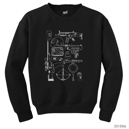 PUBG Items Siyah Sweatshirt
