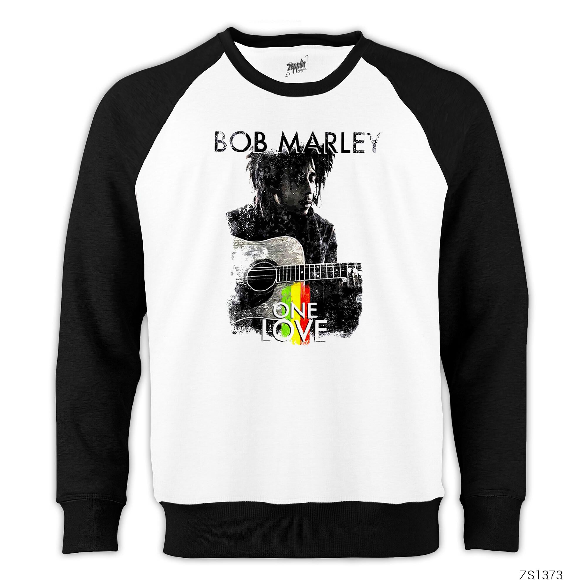 Bob Marley One Love Reglan Kol Beyaz Sweatshirt