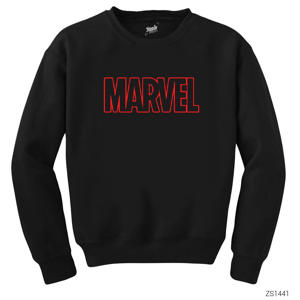 Avengers Infinity War Marvel Outline Logo Siyah Sweatshirt