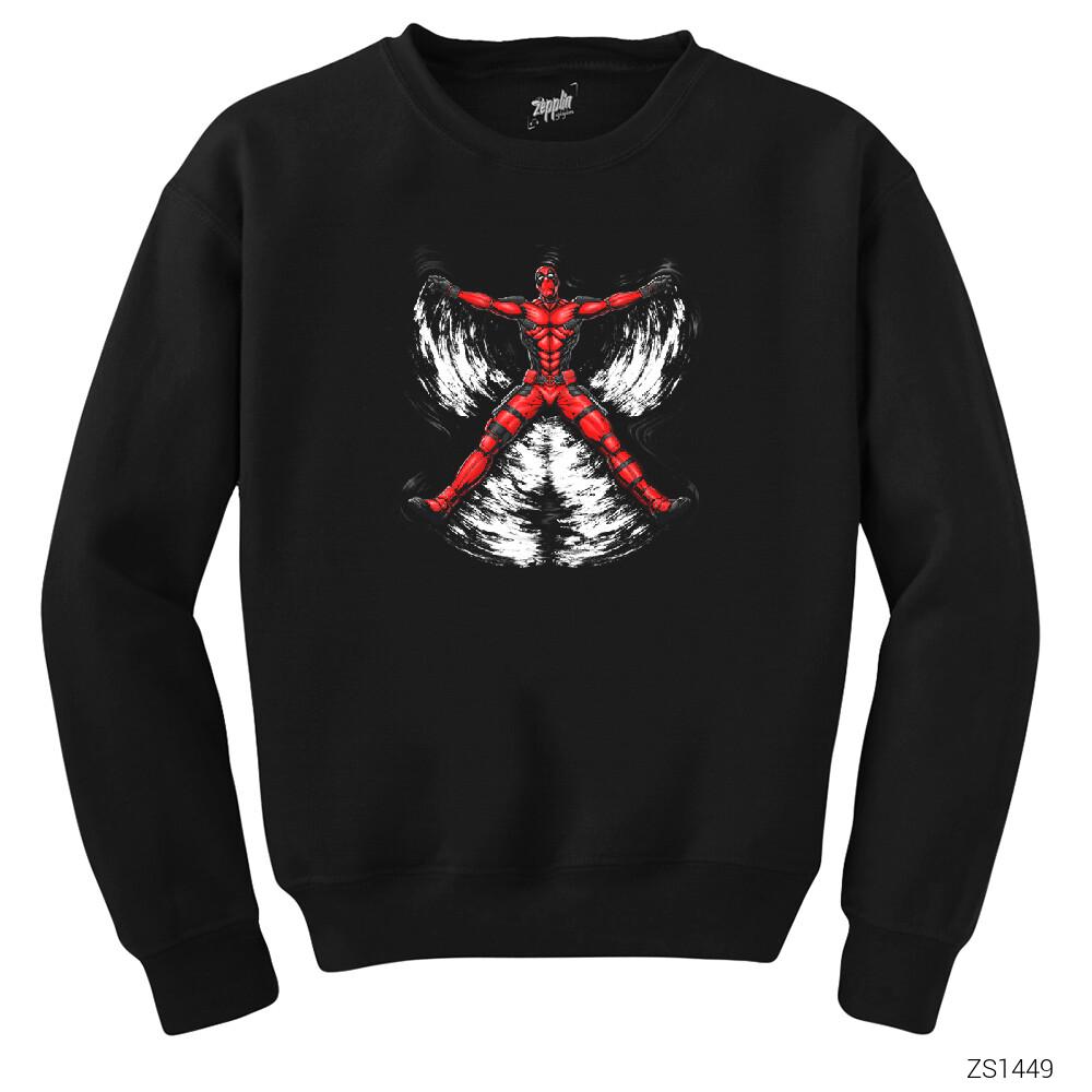 Deadpool Blood Angel Siyah Sweatshirt