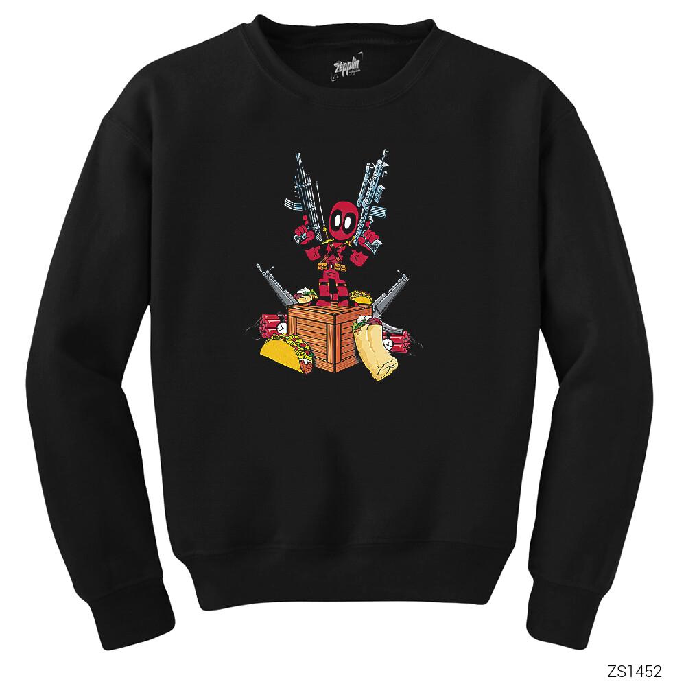 Deadpool Hungry Siyah Sweatshirt