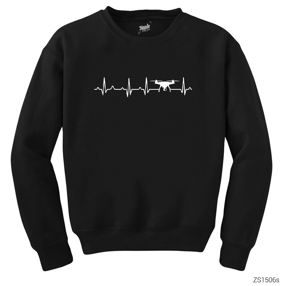 Drone Heartbeat Siyah Sweatshirt