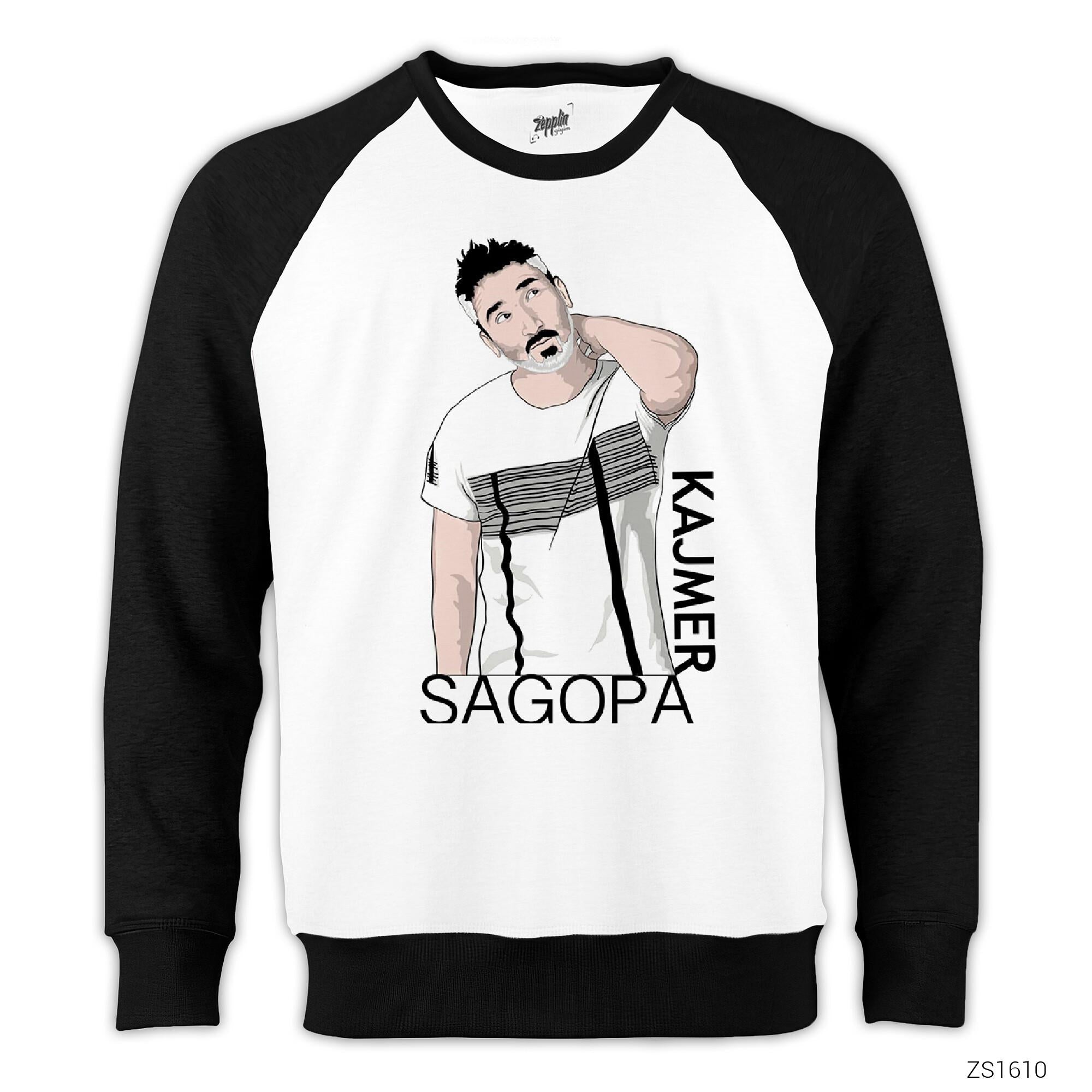 Sagopa Kajmer Cartoon Reglan Kol Beyaz Sweatshirt