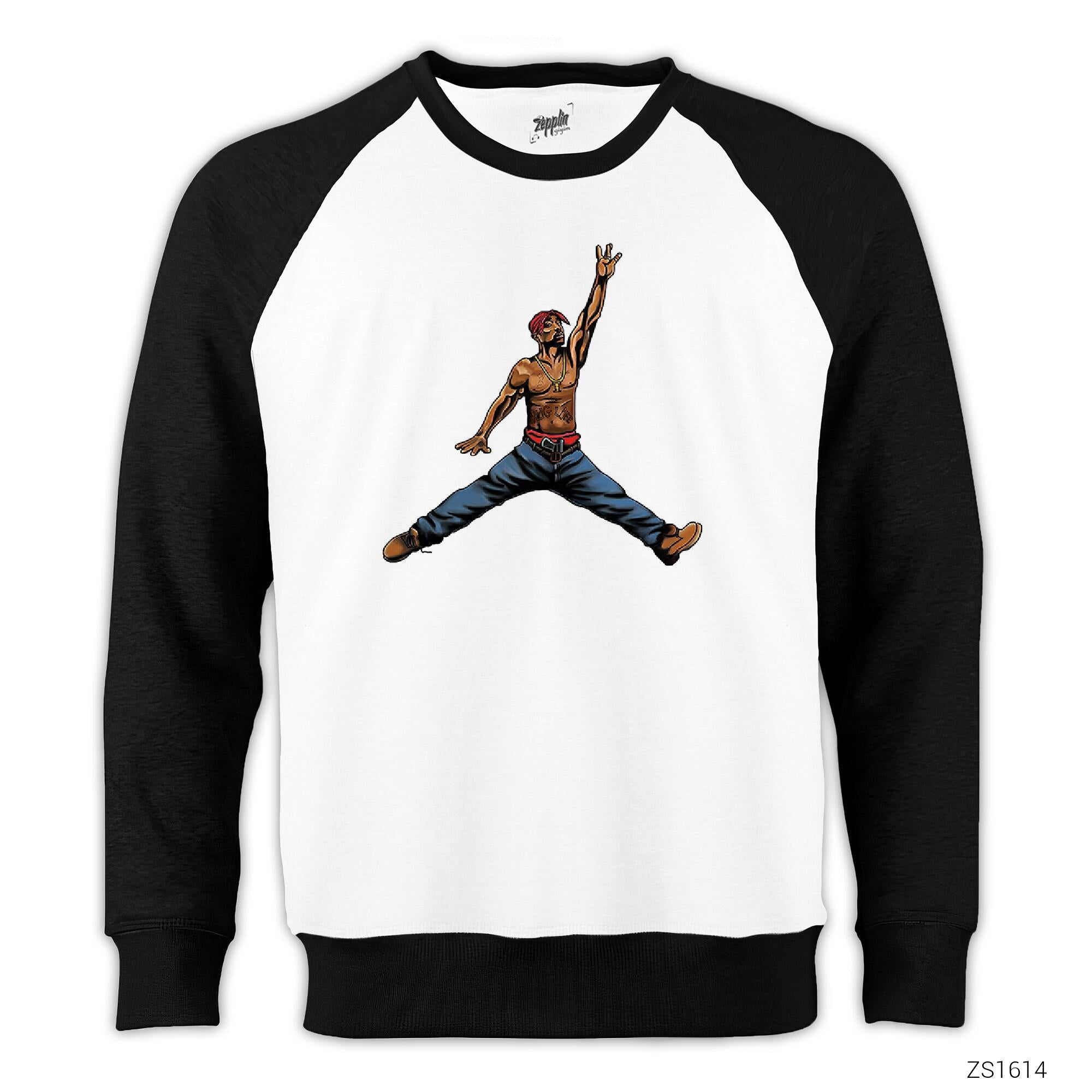 Tupac Jordan Reglan Kol Beyaz Sweatshirt