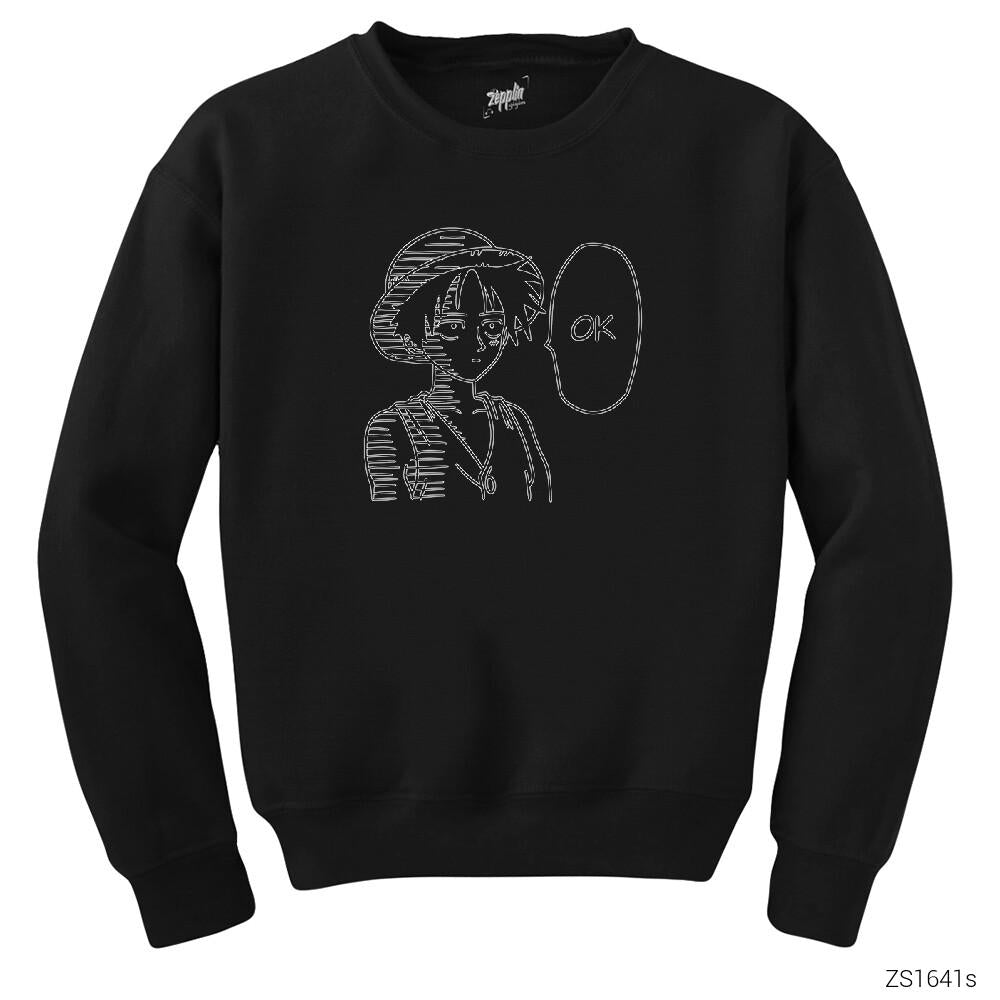 One Piece Luffy Ok Siyah Sweatshirt