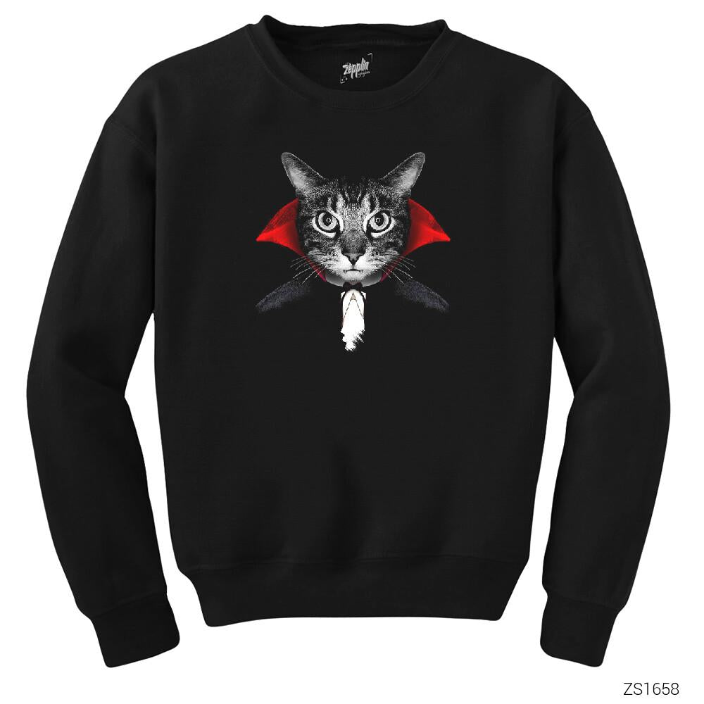 Kedi Cat Vampire Siyah Sweatshirt