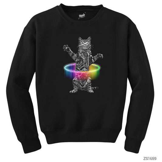 Kedi Hulahop Siyah Sweatshirt
