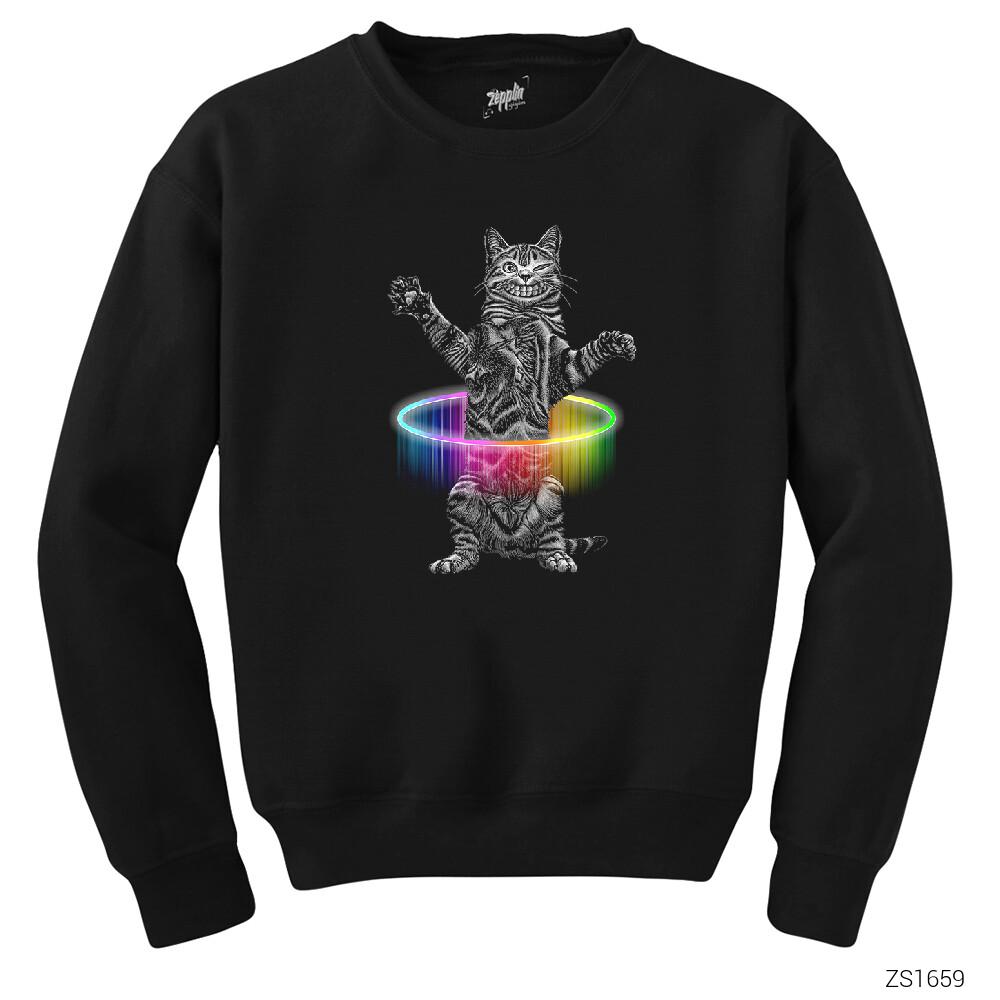 Kedi Hulahop Siyah Sweatshirt