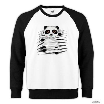 Panda in Tee Reglan Kol Beyaz Sweatshirt