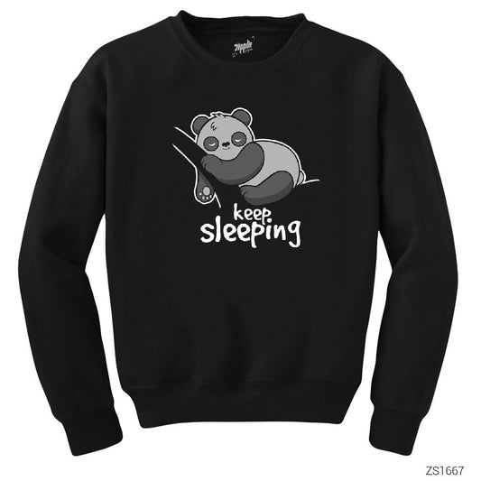Panda Keep Sleeping Siyah Sweatshirt