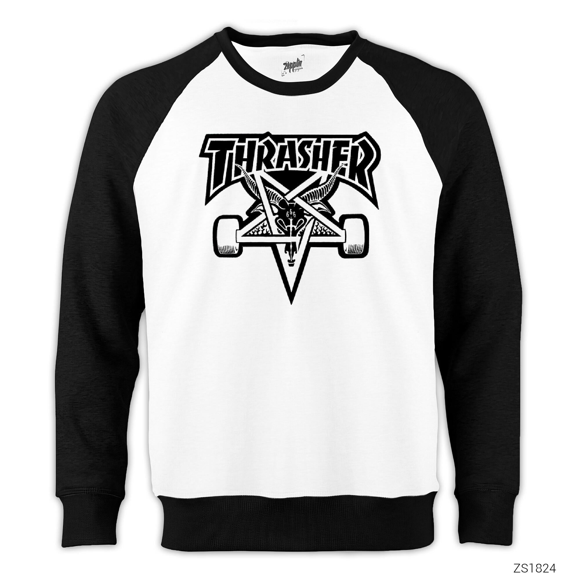 Thrasher 666 Reglan Kol Beyaz Sweatshirt