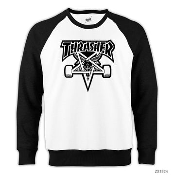 Thrasher 666 Reglan Kol Beyaz Sweatshirt