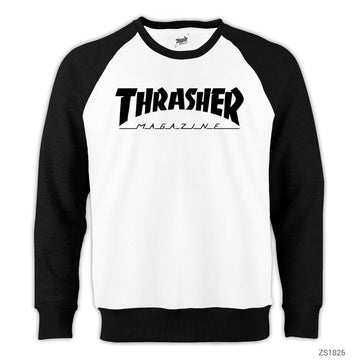 Thrasher Magazine Classic Reglan Kol Beyaz Sweatshirt