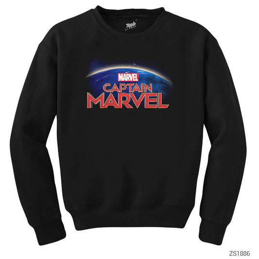 Captain Marvel on World Siyah Sweatshirt