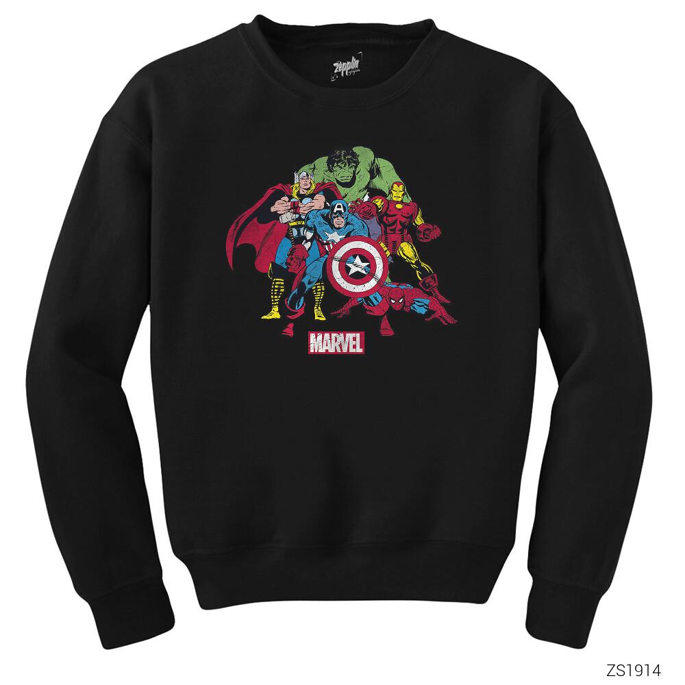 Marvel Comics Team Siyah Sweatshirt