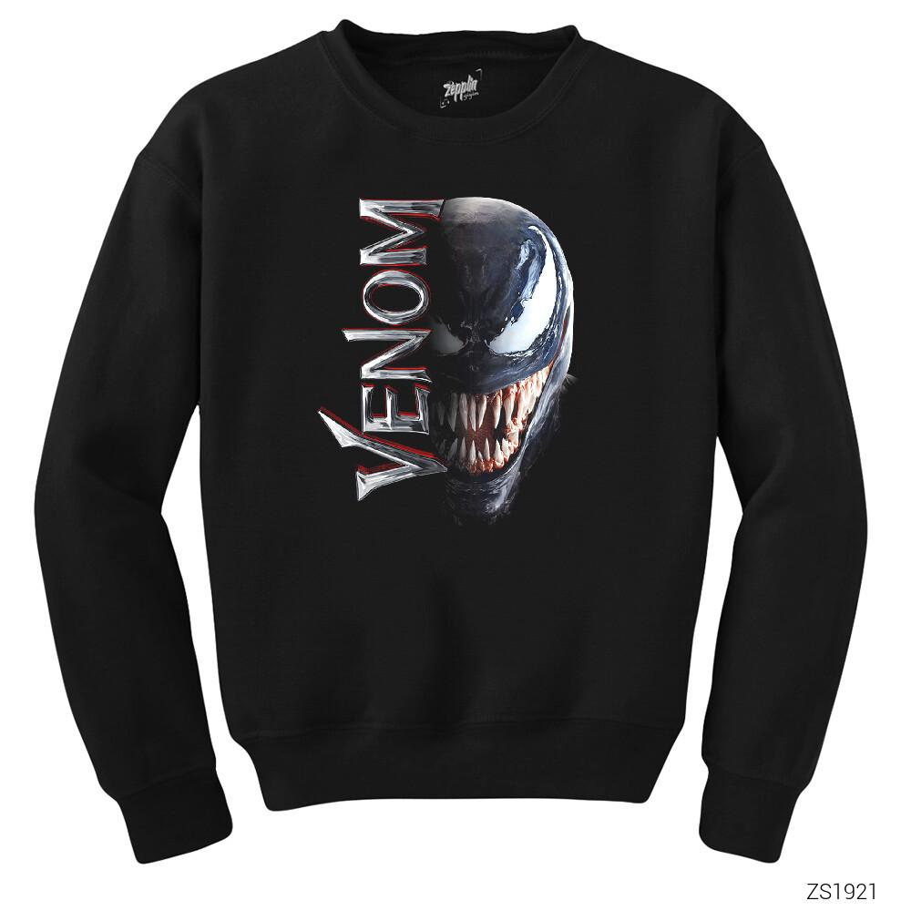 Venom Half Face Siyah Sweatshirt