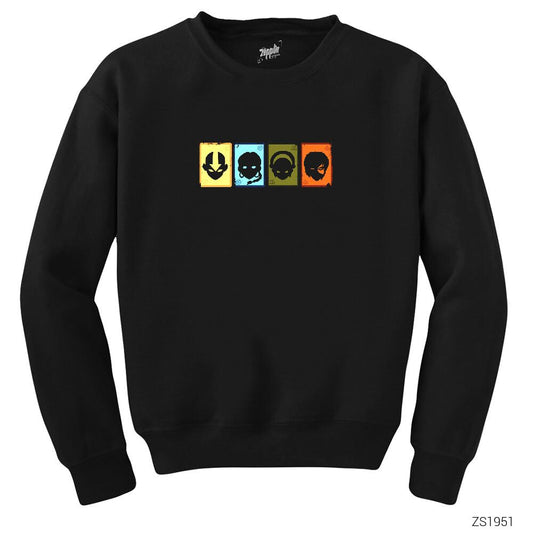 Avatar the Last Airbender Playing Cards Siyah Sweatshirt