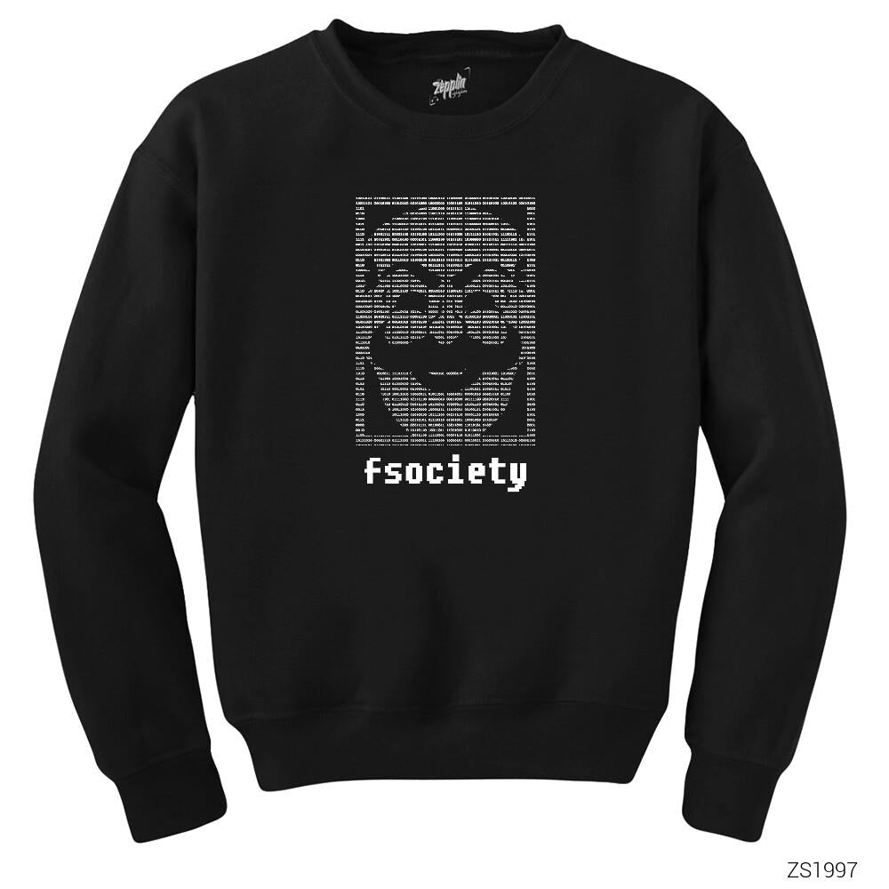 Mr Robot Fsociety Binary 2 Siyah Sweatshirt