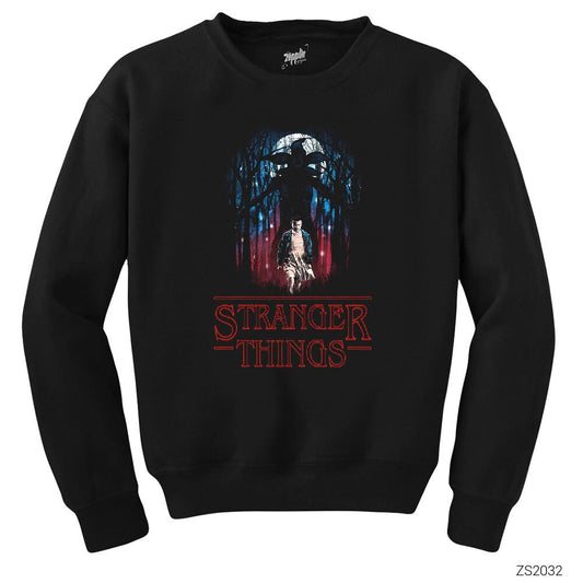 Stranger Things Demogorgan in the Forest Siyah Sweatshirt