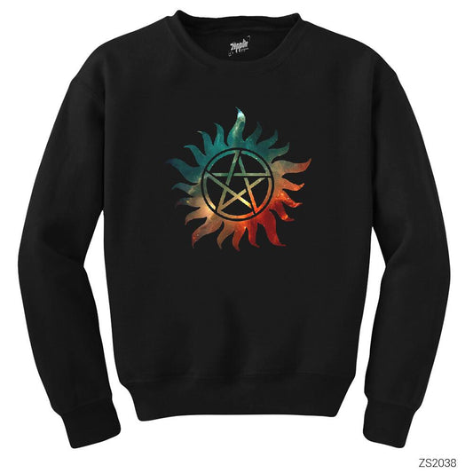 Supernatural Galaxy Logo Siyah Sweatshirt