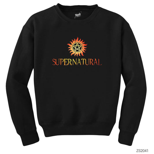 Supernatural Logo in Red Siyah Sweatshirt