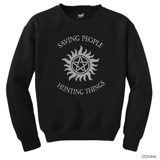 Supernatural Saving People Siyah Sweatshirt