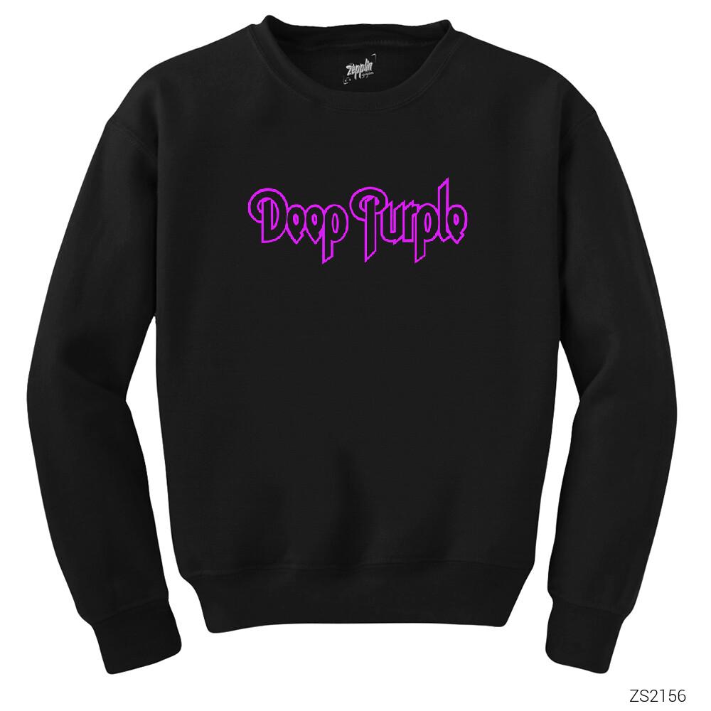 Deep Purple Logo Outline Siyah Sweatshirt