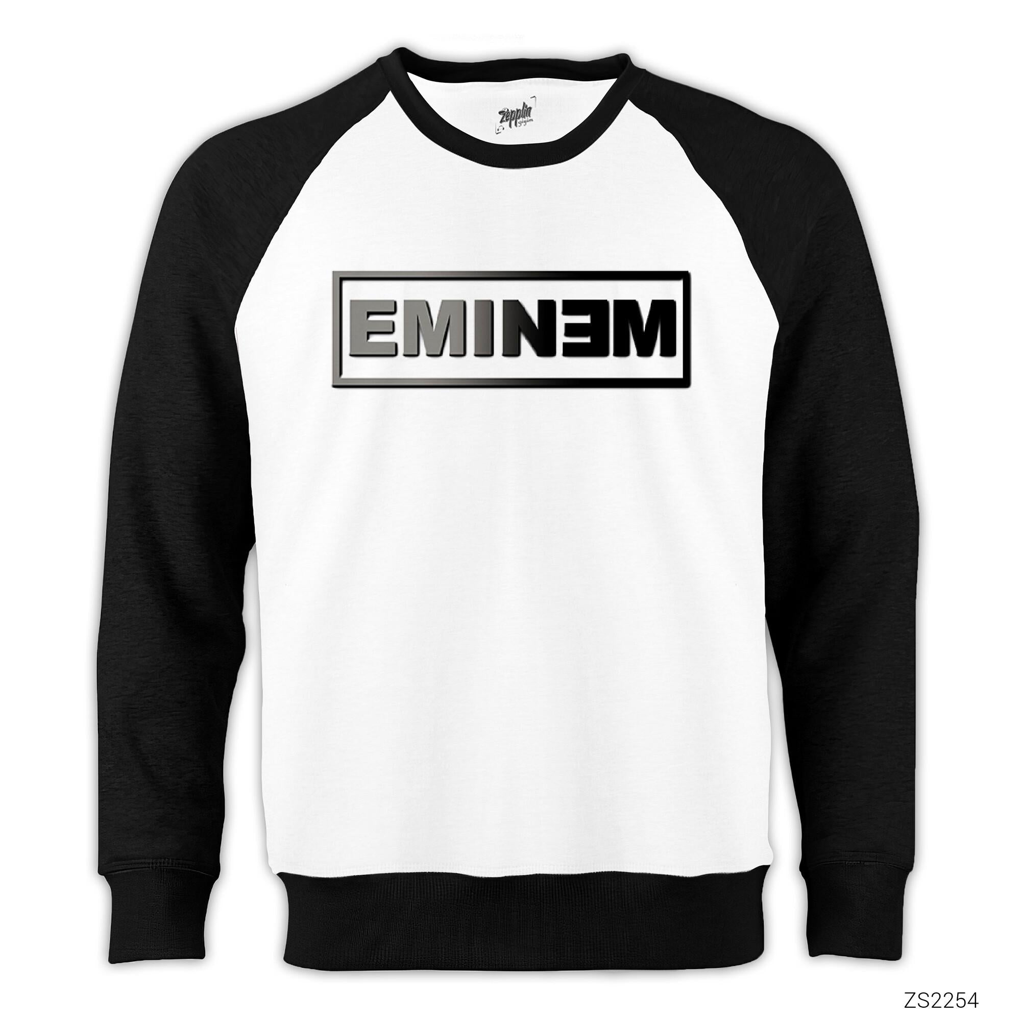 Eminem Logo Reglan Kol Beyaz Sweatshirt