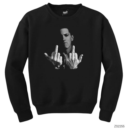 Eminem Middle Finger Siyah Sweatshirt