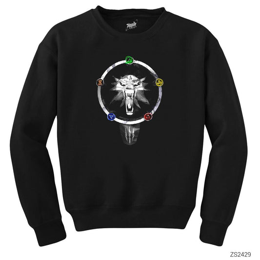 The Witcher Wolf School Siyah Sweatshirt